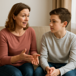 madre hablando con su hijo